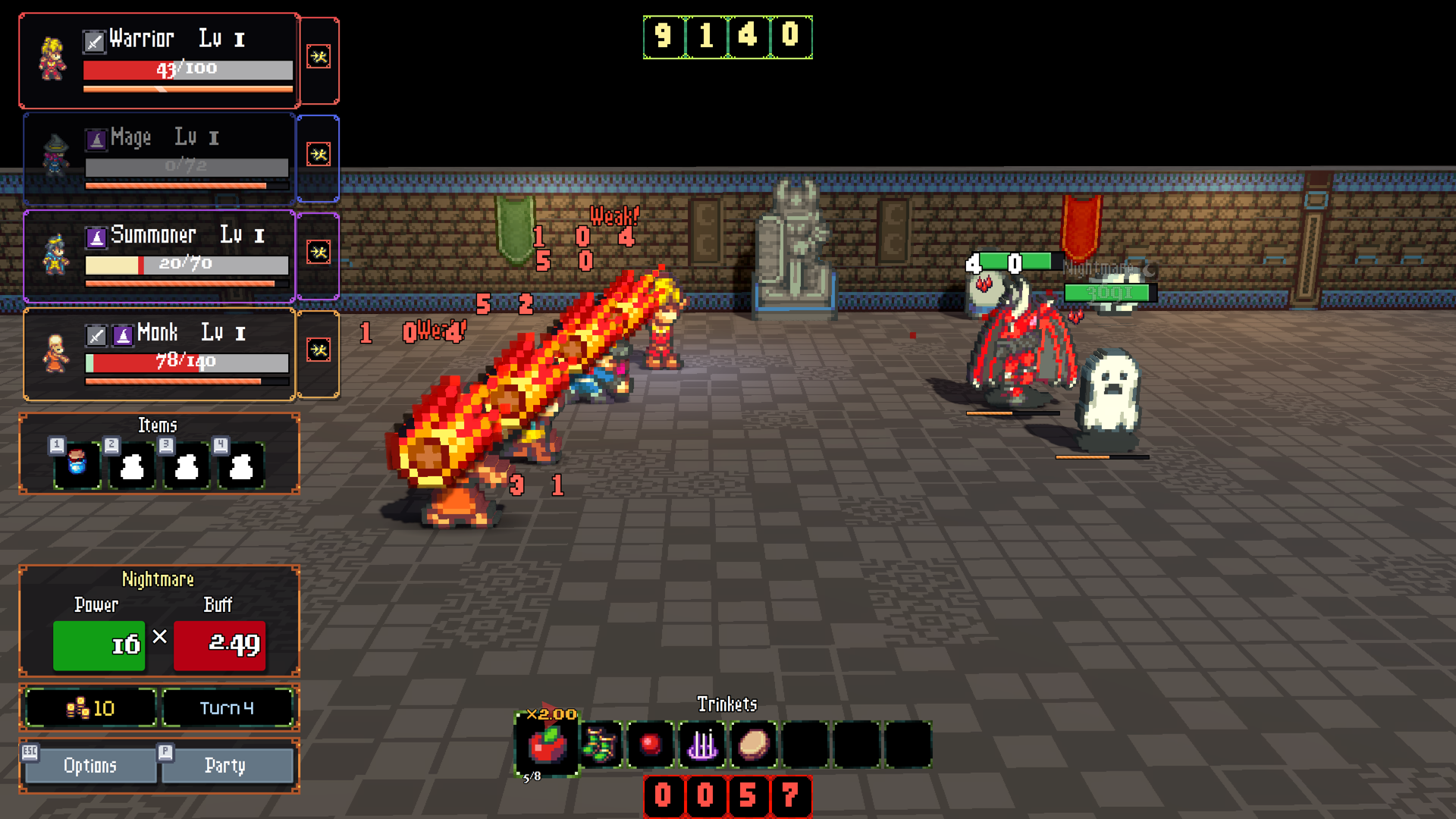Battle in the Tower: a fire attack sweeps the party